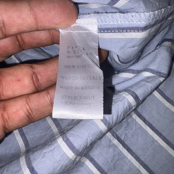 FRANK & EILEEN Joedy Button Down Women XS Blue Striped Cotton Woven In Italy - Picture 6 of 12